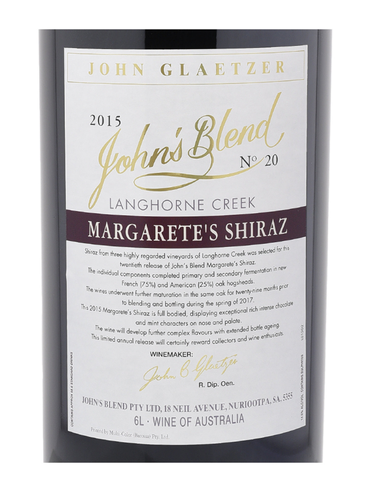 John's Blend Margarete's Shiraz 2015 6000ml