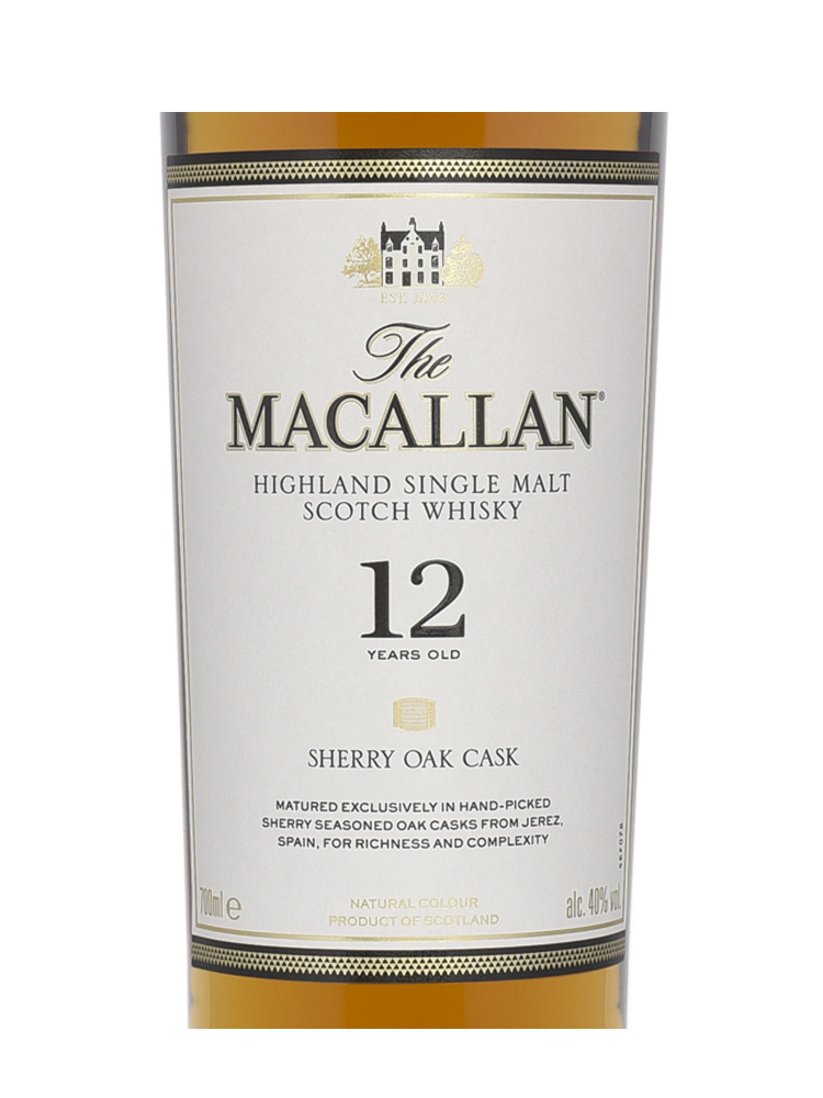 Macallan  12 Year Old Sherry Oak Single Malt 700ml w/box - 6bots
