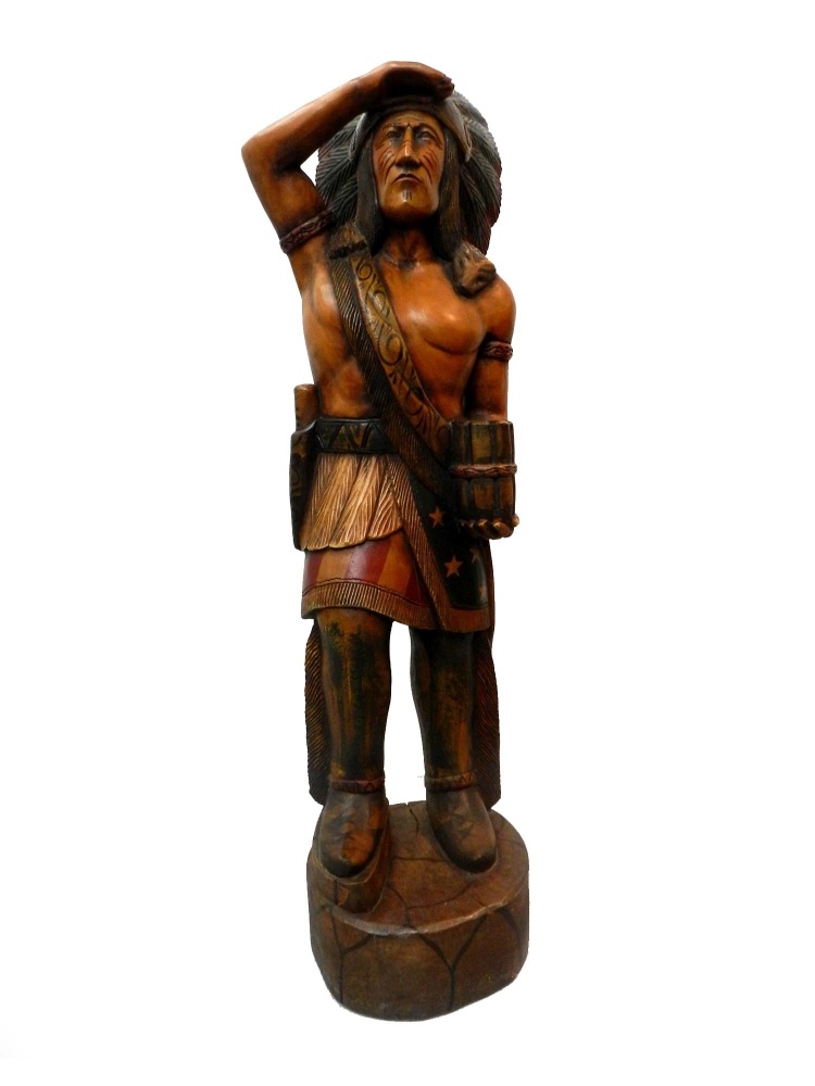Wooden Hand Carved American Indian Statue