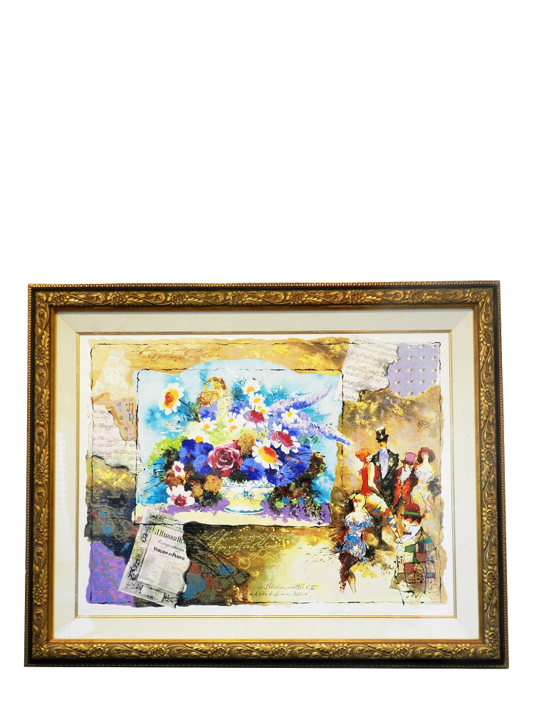 Flower Print Lithograph With Frame 157cm x 128 cm