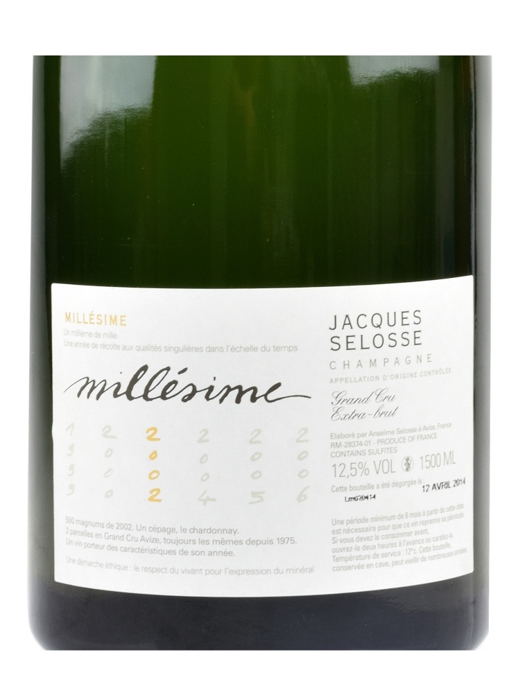 Jacques Selosse Champagne Millesimes 2002 1500ml