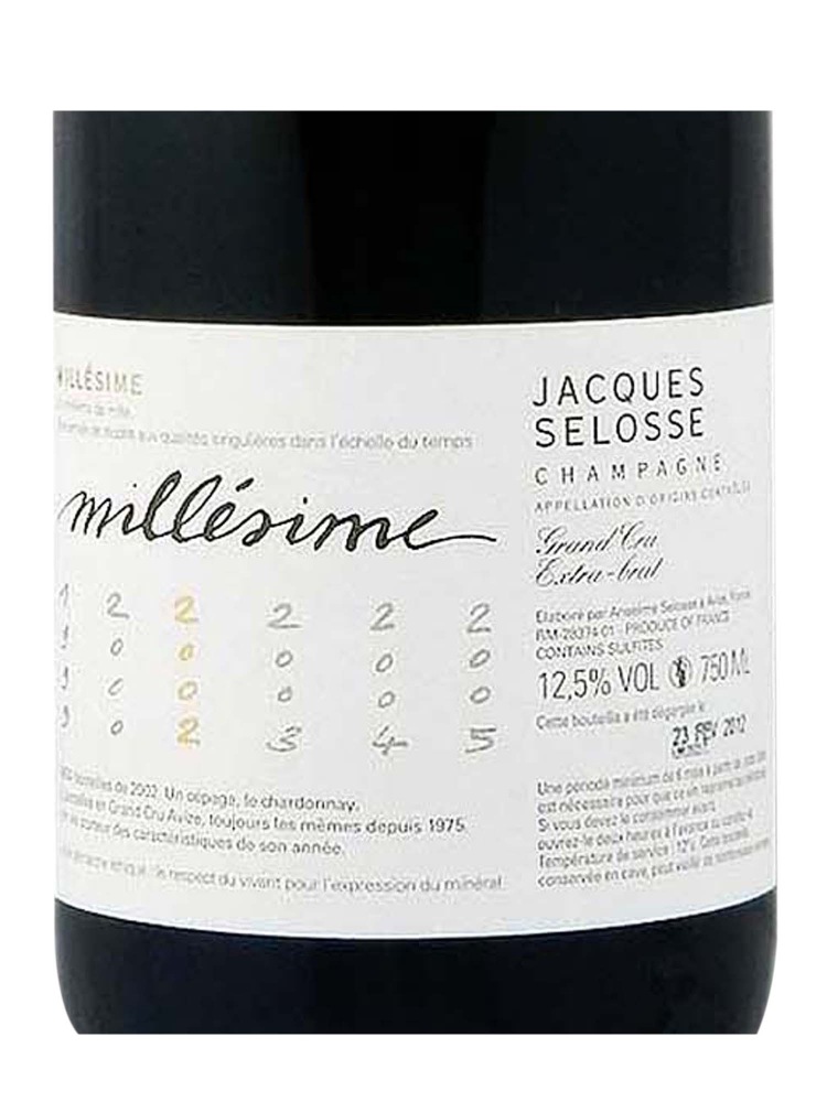 Jacques Selosse Champagne Millesimes 2002