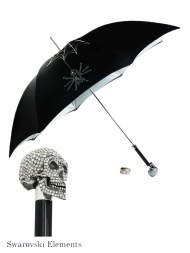 Pasotti Umbrella UMW333 Skull Swarovski Handle Black with Spider