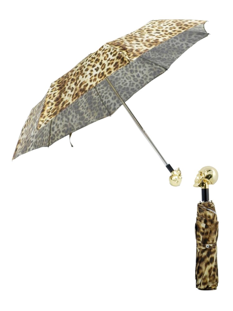 Pasotti Umbrella FMW33 Skull Gold Handle Panther