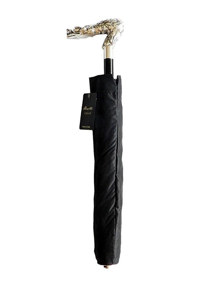 Pasotti Umbrella FAW98 Dragon Brass Handle Black