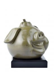 Tai Hwa Sculpture Piggy Auspicious Grey