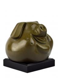 Tai Hwa Sculpture Piggy Satisfactory Grey