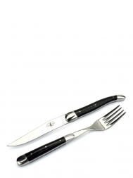 Forge de Laguiole Table Knife and Fork Ebony TF2MINEBBRI Set of 2
