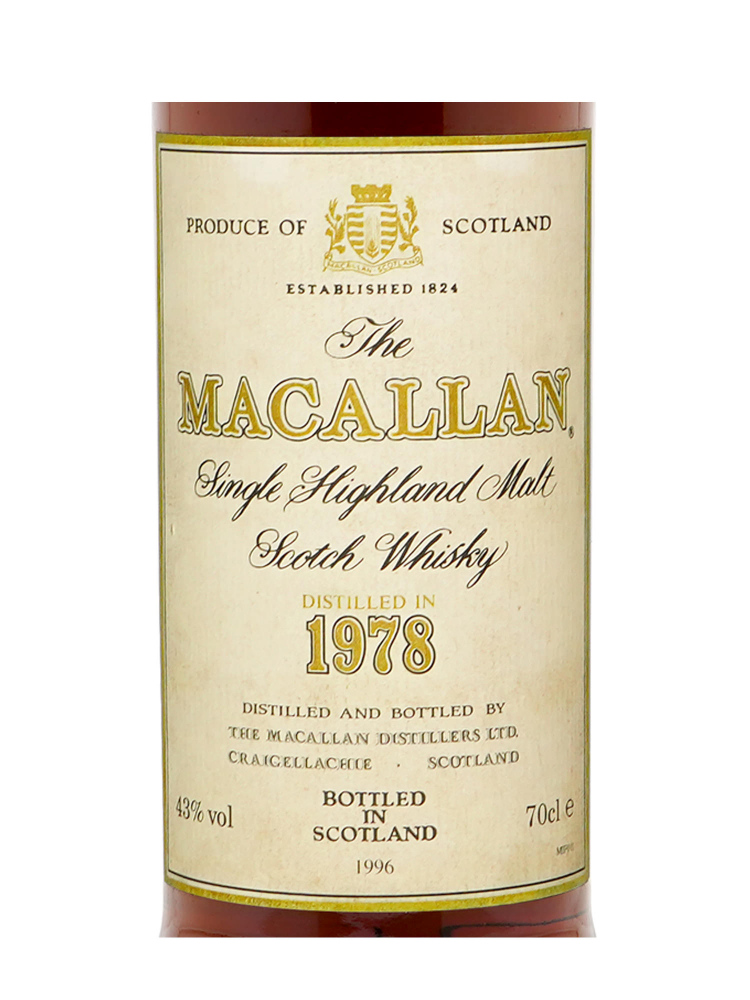 Macallan 1978 18 Year Old Sherry Oak (Bottled 1996) Single Malt 700ml no box