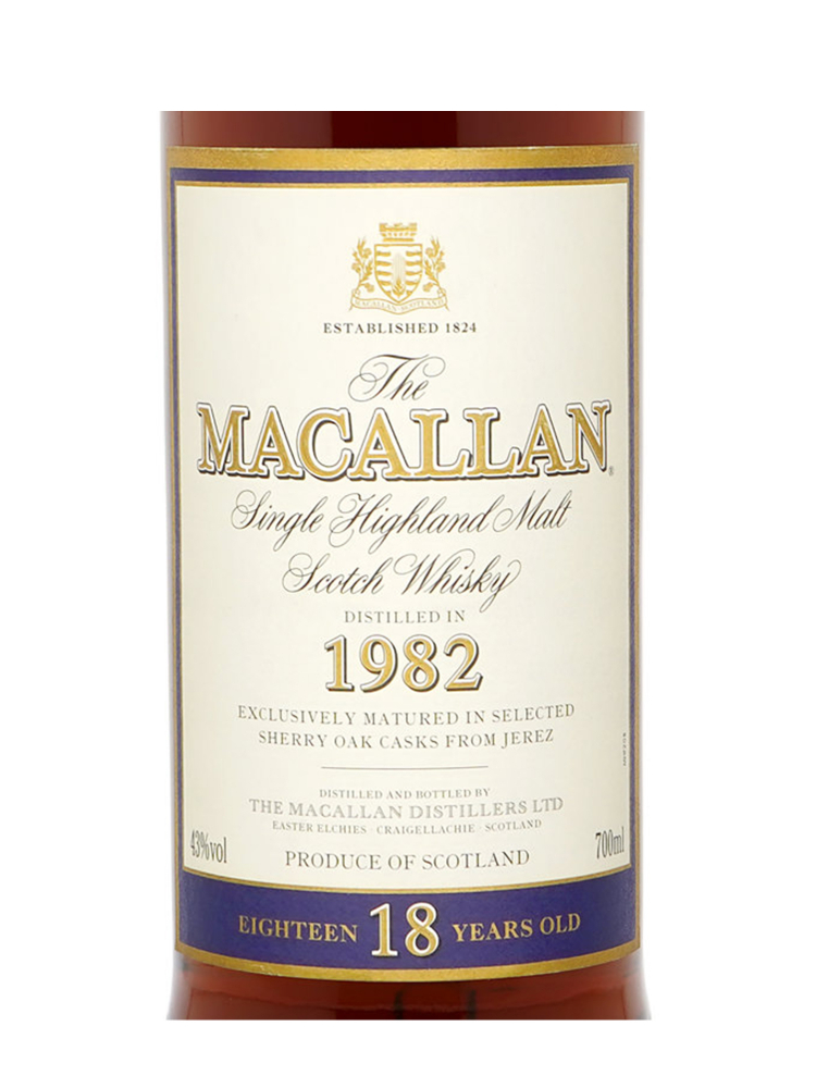 Macallan 1982 18 Year Old Sherry Oak 700ml w/cylinder