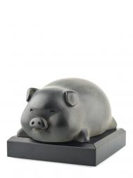 Tai Hwa Sculpture Piggy Pang Du Du Stone Black