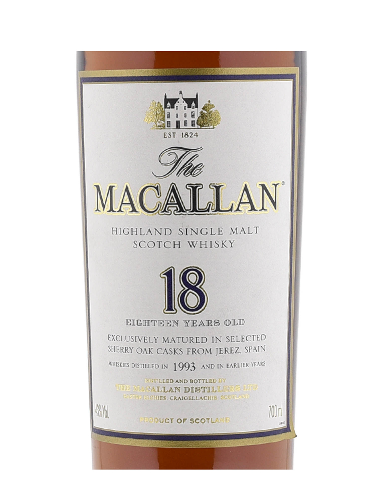 Macallan 1993 18 Year Old Sherry Oak Single Malt 700ml w/box