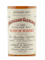Macallan Glenlivet 1939 30 Year Old Gordon & Macphail Pure Malt 750ml no box
