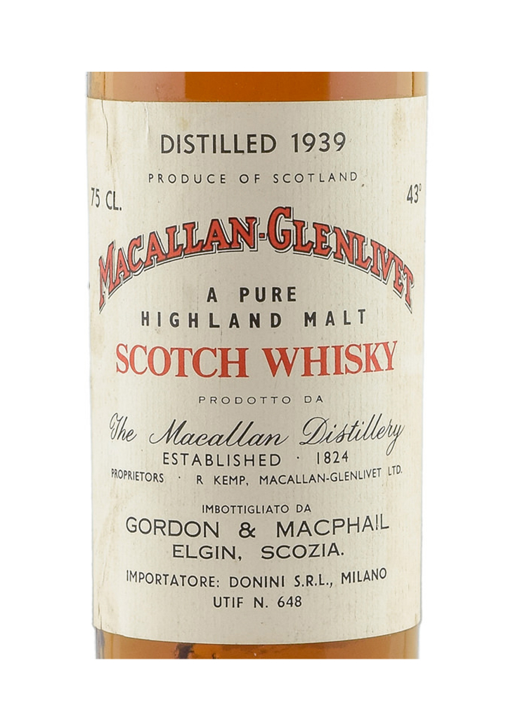 Macallan Glenlivet 1939 30 Year Old Gordon & Macphail Pure Malt 750ml no box