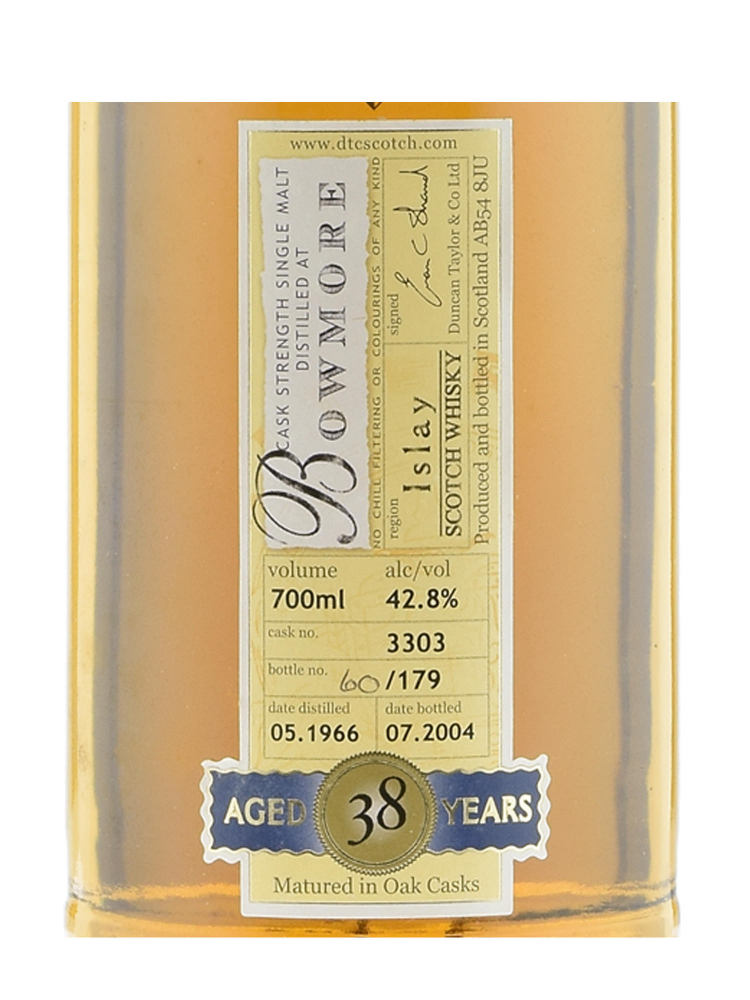 Bowmore 1966 38 Year Old Single Malt Scotch Whisky Duncan Taylor (Bottled 2004) 700ml w/box