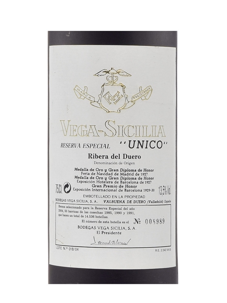 Vega Sicilia Unico Reserva Especial Release 2004 (85 90 91)
