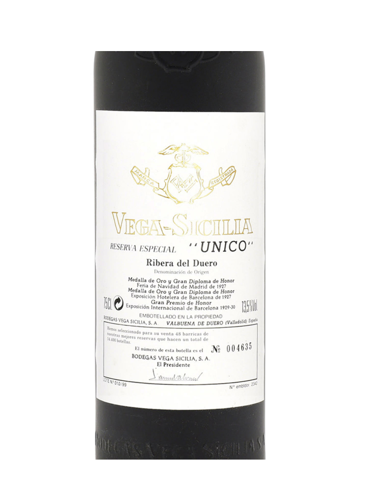 Vega Sicilia Unico Reserva Especial Release 1999