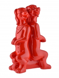 双犬树脂雕塑红色