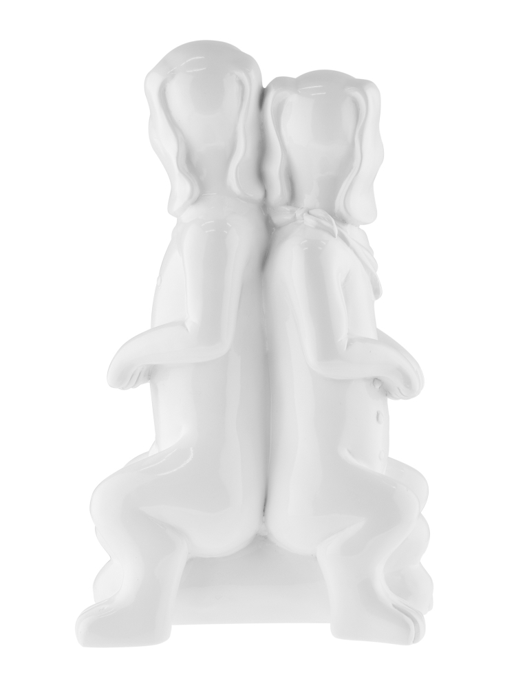 Sculpture Resin Dog Twin White