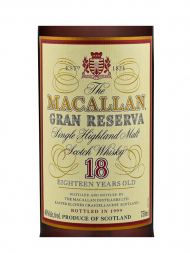 Macallan 1980 18 Year Old Gran Reserva (Bottled 1999) Single Malt 750ml w/wooden box
