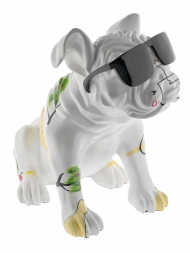 Sculpture Resin Dog Junior White With Sunglasses