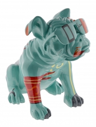 Sculpture Resin Dog Junior Green With Sunglasses
