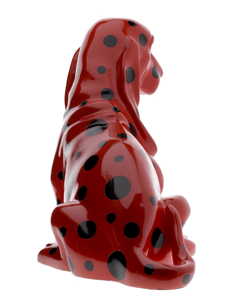 Sculpture Resin Dog Basset Hound Red With Black PolkaDot