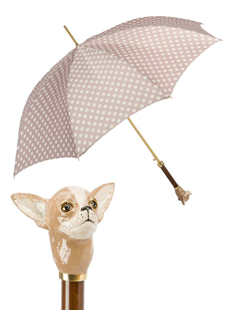 Pasotti Umbrella WAK70PA Chihuahua Handle Nude Dots Print