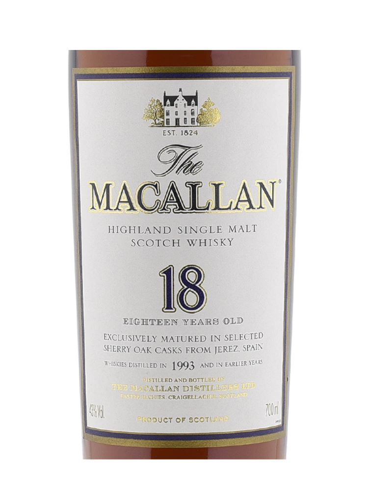 Macallan 1993 18 Year Old Sherry Oak Single Malt 700ml w/Gift box