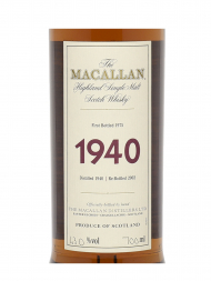 Macallan 1940 35 Year Old Fine & Rare (Rebottled 2002) Single Malt 700ml w/box