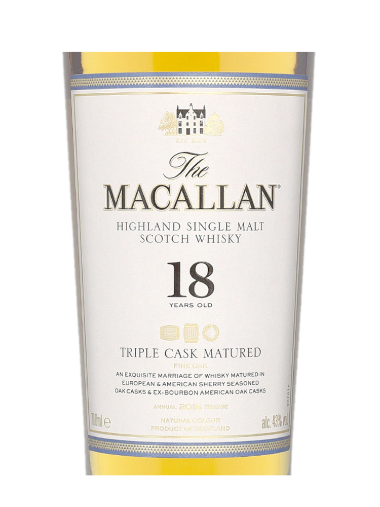 Macallan  18 Year Old Triple Cask Matured Annual Release 2018 Single Malt Whisky 700ml w/box