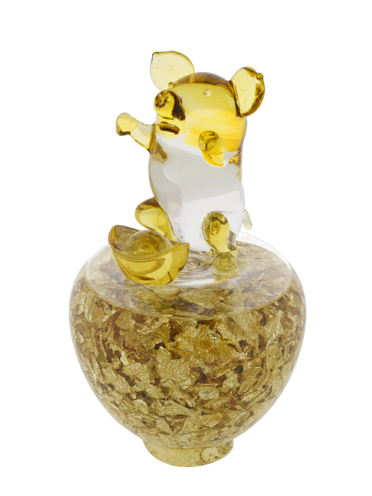 Tai Hwa Sculpture Chinese Crystal Gold Foil