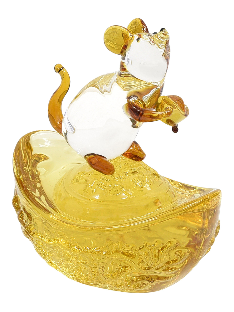 Tai Hwa Sculpture Chinese Crystal Rat Lucky Fortune