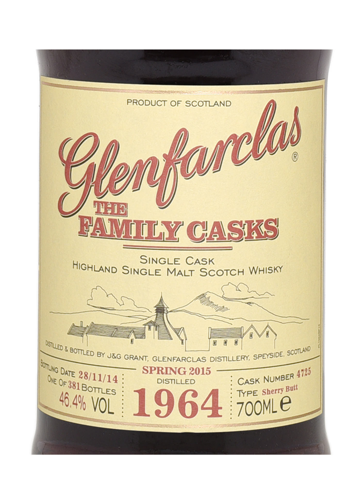 Glenfarclas Family Cask 1964 50 Year Old Cask 4725 SP15 Sherry Butt Single Malt w/box 700ml