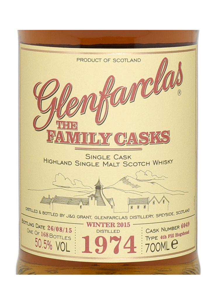 Glenfarclas Family Cask 1974 41 Year Old Cask 6049 W15 4th Fill Hogshead Single Malt w/box 700ml
