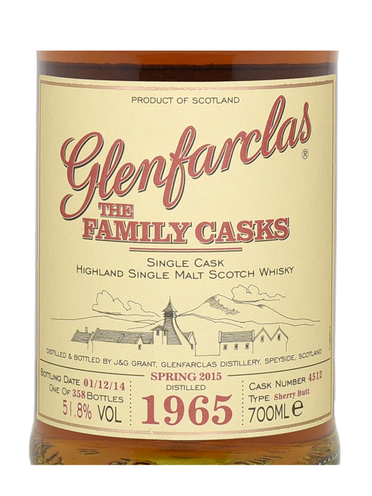 Glenfarclas Family Cask 1965 49 Year Old Cask 4512 SP15 Sherry Butt Single Malt w/box 700ml