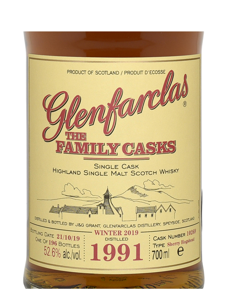 Glenfarclas Family Cask 1991 28 Year Old Cask 10269 Sherry Hogshead W19 Single Malt Whisky 700ml