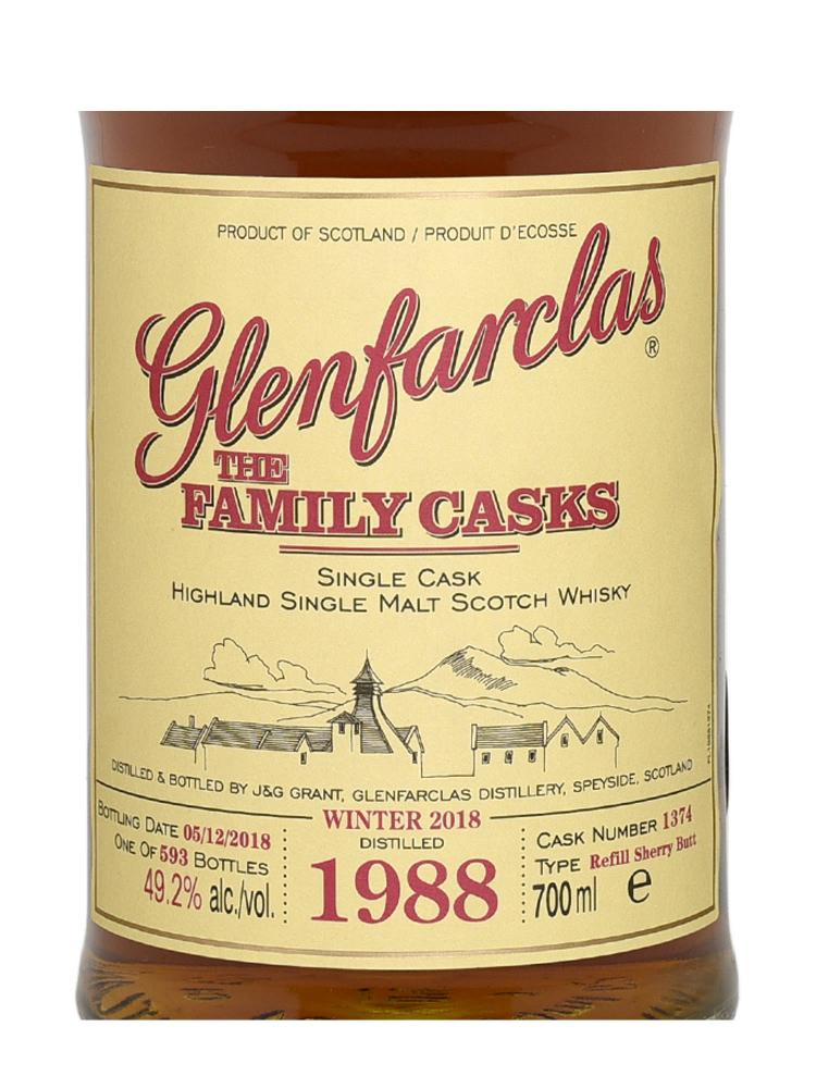 Glenfarclas Family Cask 1988 30 Year Old Cask 1374 Refill Sherry Butt W18 Single Malt 700ml