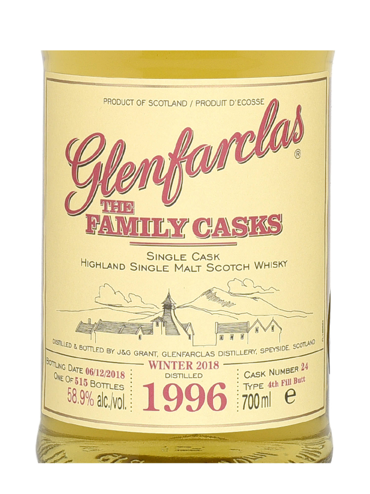 Glenfarclas Family Cask 1996 22 Year Old Cask 24 4th Fill Butt W2018 Single Malt Whisky 700ml