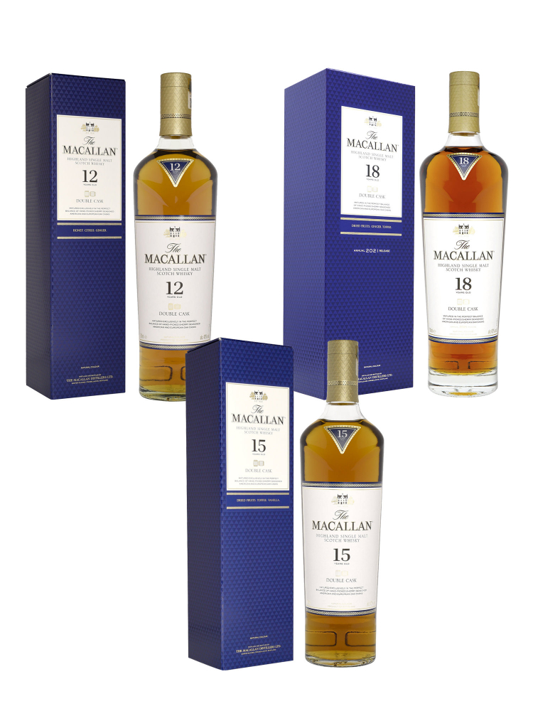 Macallan  12,15,18 Yr Old Double Cask Trilogy Set of 3