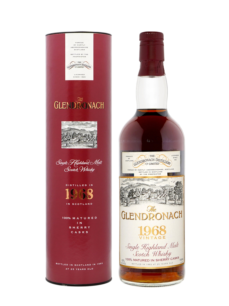 Glendronach 1968 25 Year Old (Bottled 1993) Single Malt Whisky 750ml w/box