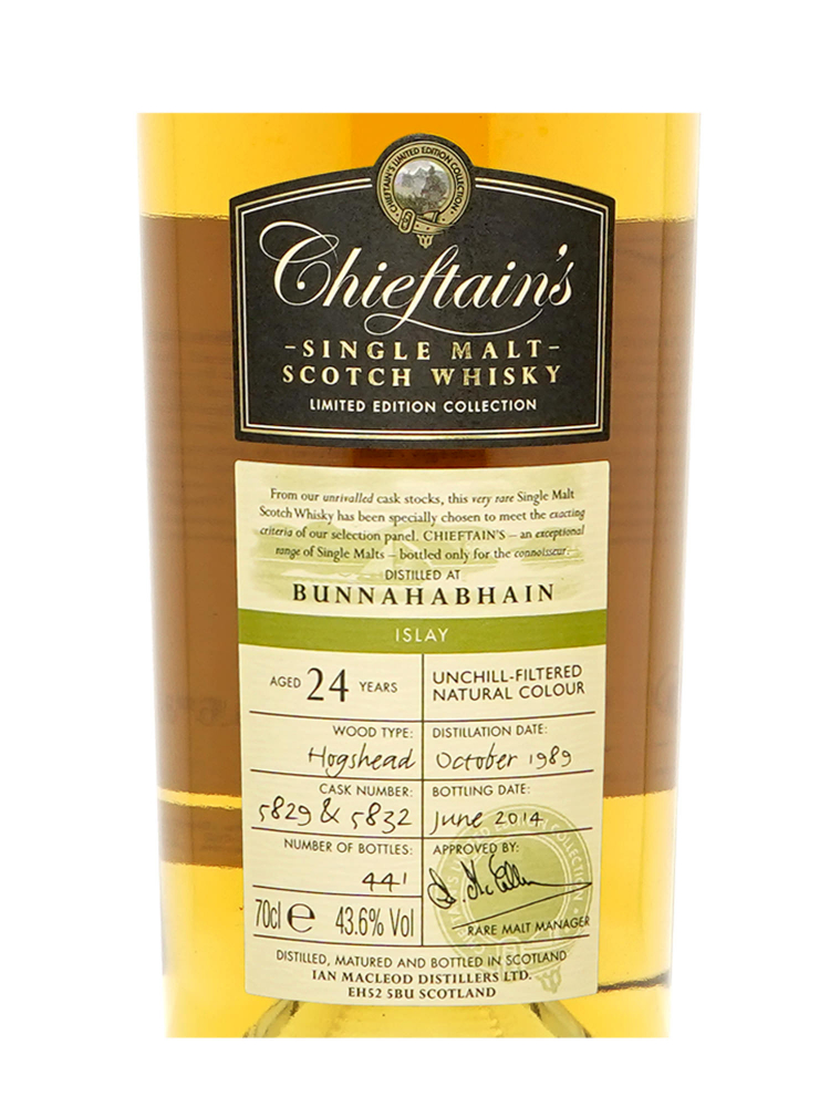 Chieftain Bunnahabhain 1989 24 Year Old Cask 5829 & 5832 Hosghead Single Malt Whisky 700ml w/box
