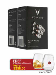 Coravin  Capsules ( 6 Pack 12 Capsules) w/2 L'Atelier Water/Whisky Glass