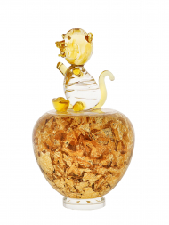 Tai Hwa Sculpture Chinese Crystal Gold Foil Apple Tiger