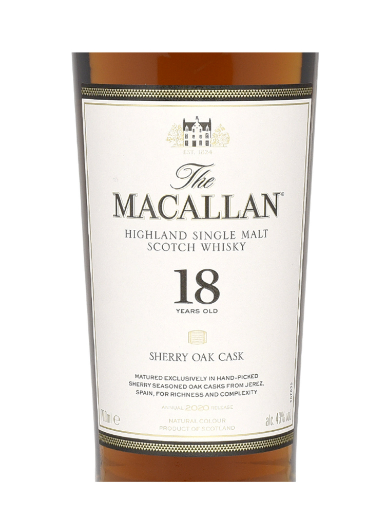 Macallan  18 Year Old Sherry Oak Annual Release 2020 Single Malt 700ml w/box