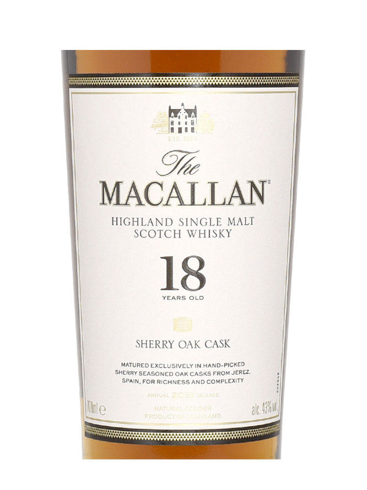 Macallan  18 Year Old Sherry Oak Annual Release 2019 Single Malt 700ml w/box