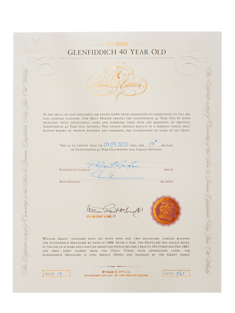 Glenfiddich 40 Year Old Release No. 17 (Bottled 2020) Single Malt Scotch Whisky 700ml w/box