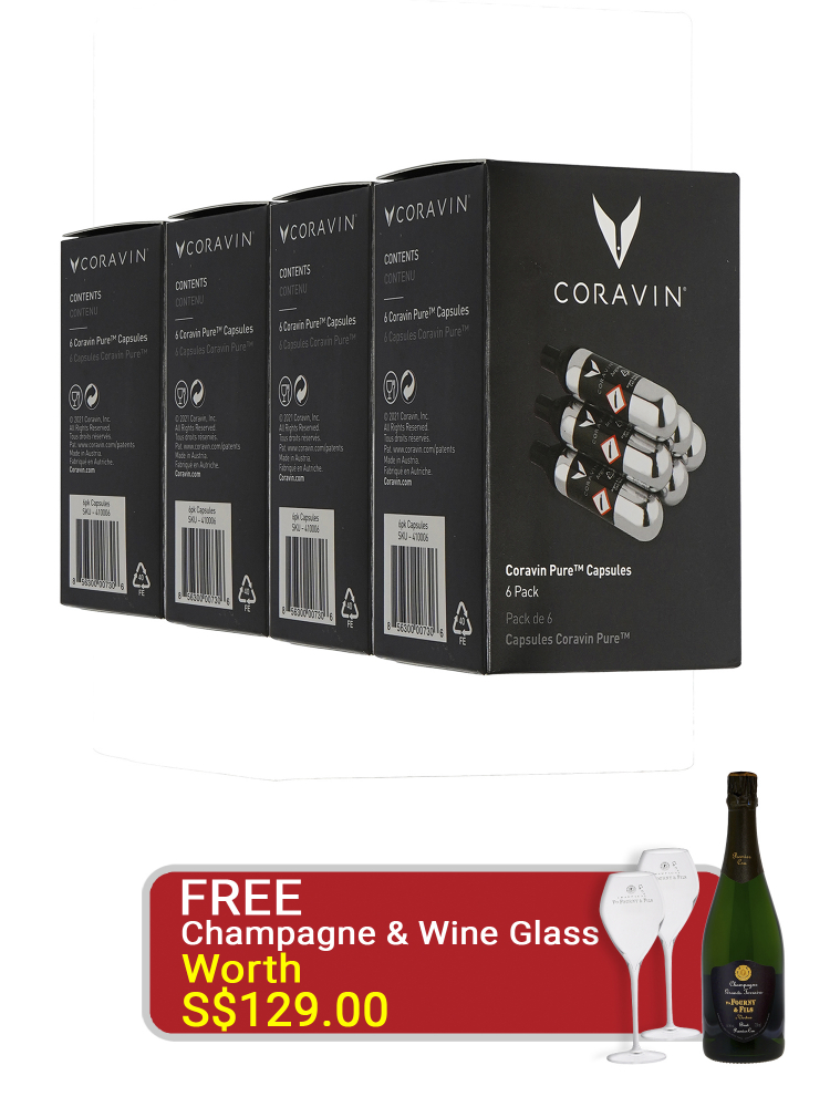 Coravin Capsules  (4 Pack 24 Capsules) w/VF Grande Terrior Brut & 2Glasses