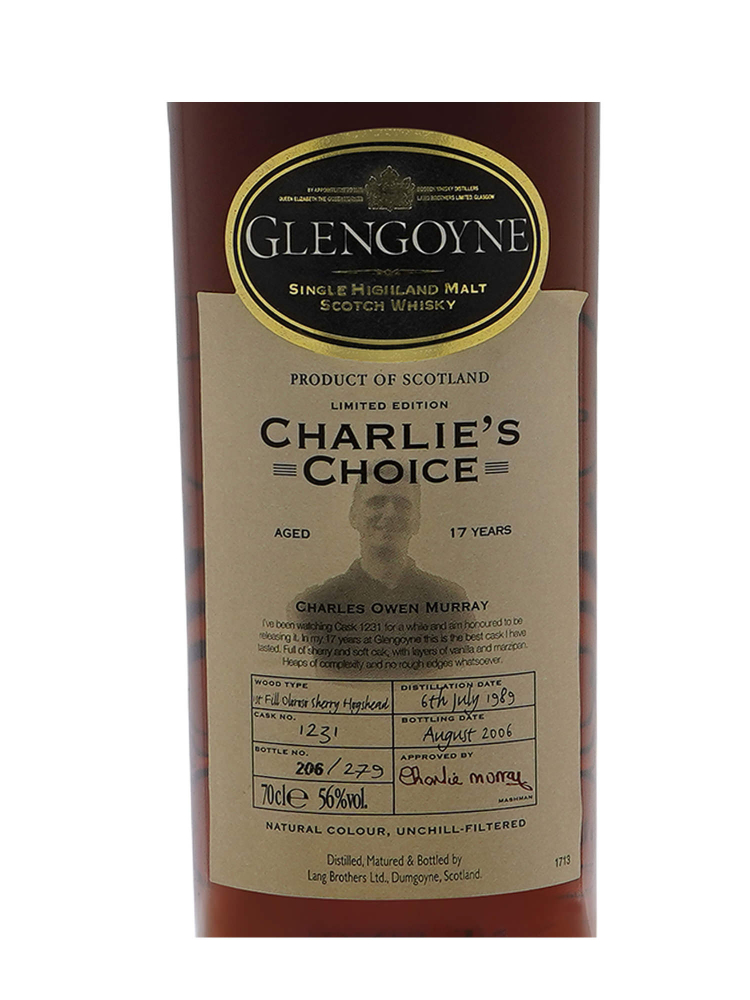 Glengoyne 1989 17 Year Old Charlie's Choice Cask 1231 Sherry Hogshead (Bottled 2006) 700ml w/box