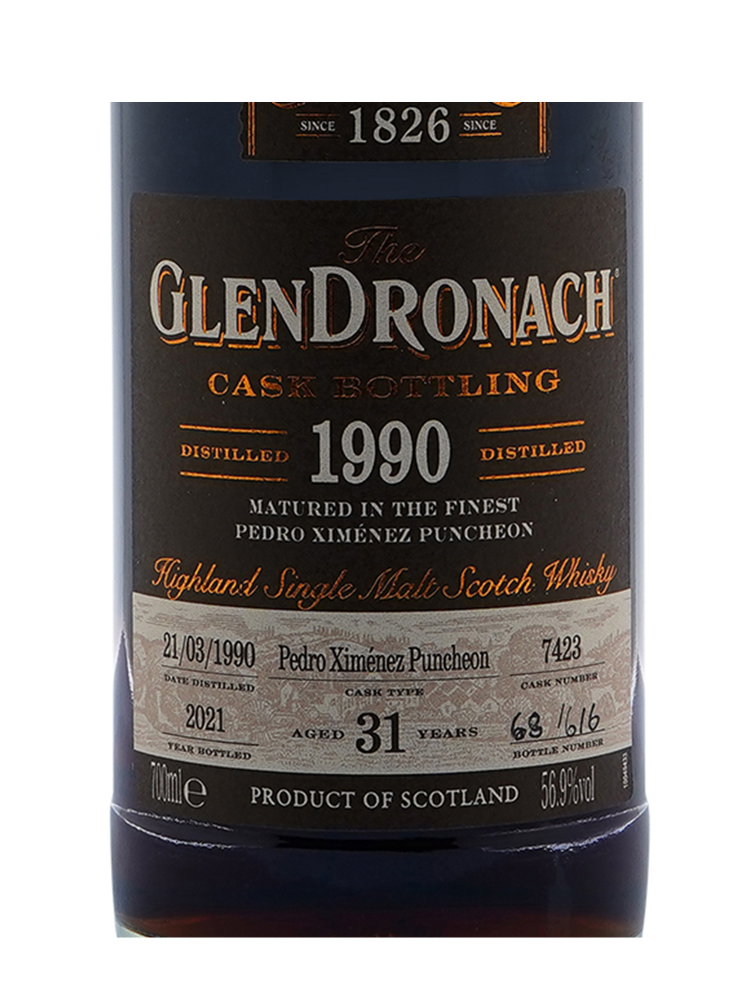 Glendronach 1990 31 Year Old Cask 7423 (Bottled 2021) Pedrox Ximenez Puncheon 700ml w/box